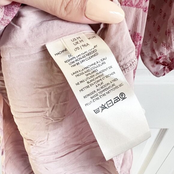 Free People Pink Puff Sleeve Billowy Open Back Mini Dress Women's Size Medium M - Picture 7 of 11